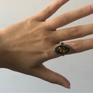 Amber 925 Ring Size 6